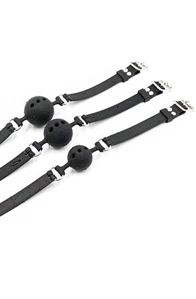 Set Of Silicone Gag Balls 3-pcs Black Gagball