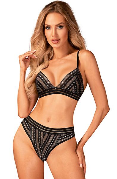 Obsessive Natilya 2-pcs Set Black M/L Sexiga underkläder