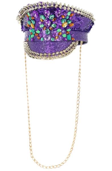 Fever Deluxe Sequin Studded Captains Hat Purple Rollspel & Maskerad