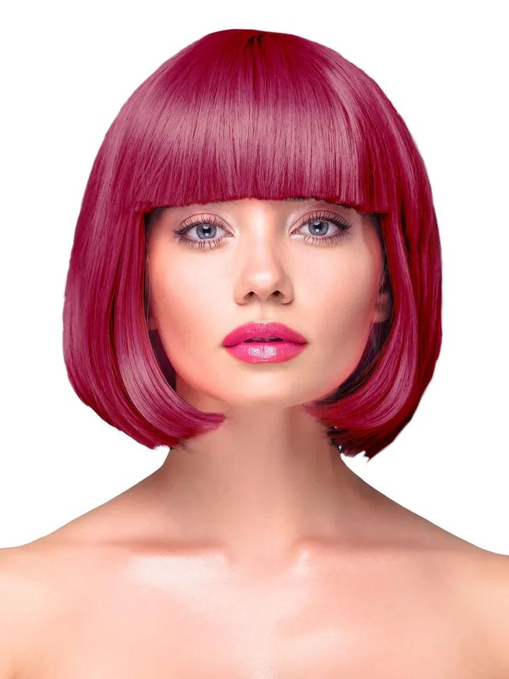 Party Wig Short Straight Burgundy Hair Peruk
