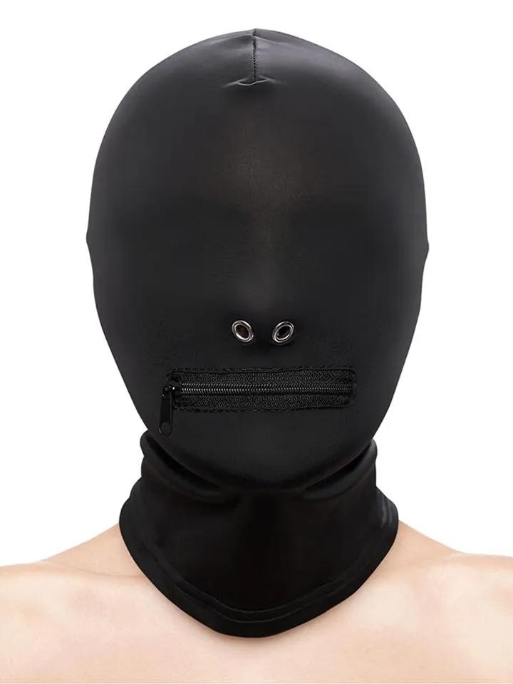 Zippered Mouth Hood Black BDSM mask