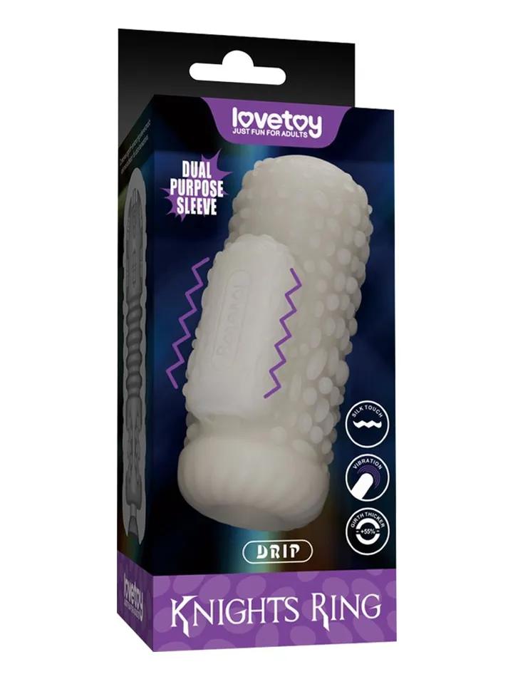 Knights Ring Vibrating Dual Purpose Sleeve-Drip Penisförlängare/Sleeve med vibrator