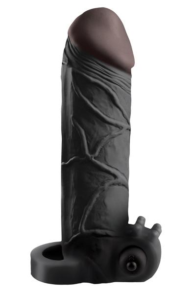 Pipedream Fantasy X-tensions Vibrating Real Feel Black Exten Penisförlängare/Sleeve med vibrator