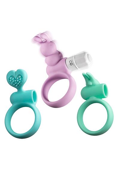 NMC Love Vibrating Silicone Penis Ornament 3pcs Penisring med vibrator