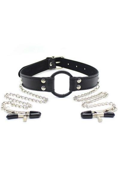 TOYZ4LOVERS Ring Gag And Nipples Clamps Gag med bröstklämmor
