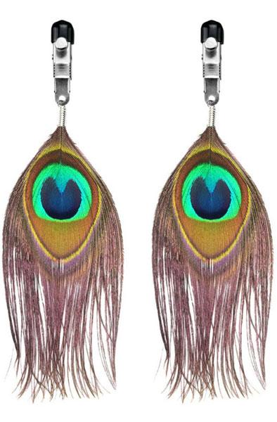 Lovetoy Nipple Clamp With Peacock Feather Trim Bröstvårtsklämmor