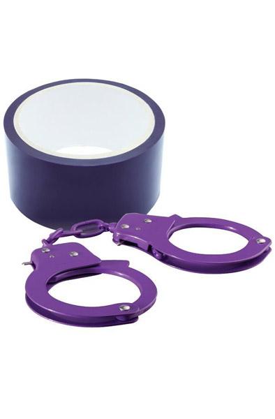 Bondx Metal Cuffs And Ribbon Purple Handklovar