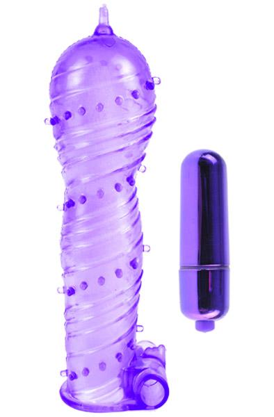Pipedream Textured Sleeve & Bullet Purple Penisöverdrag med vibration