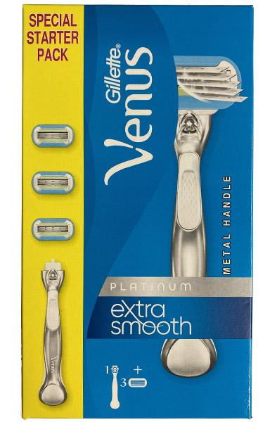 Venus Platinum Extra Smooth Razor + 3 Blades Venus rakhyvel