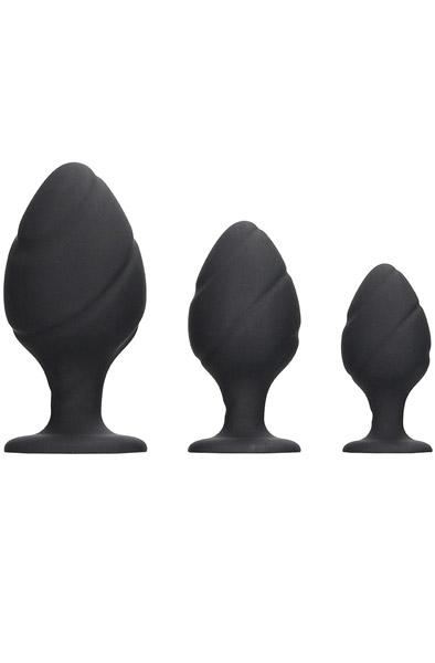 Ouch Swirled Butt Plug Set Black Analpluggar paket