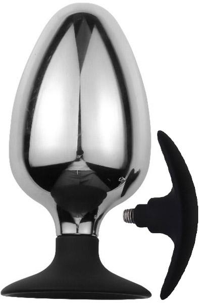 Buttplug With Silicone Retrieval Handle Analplugg metall