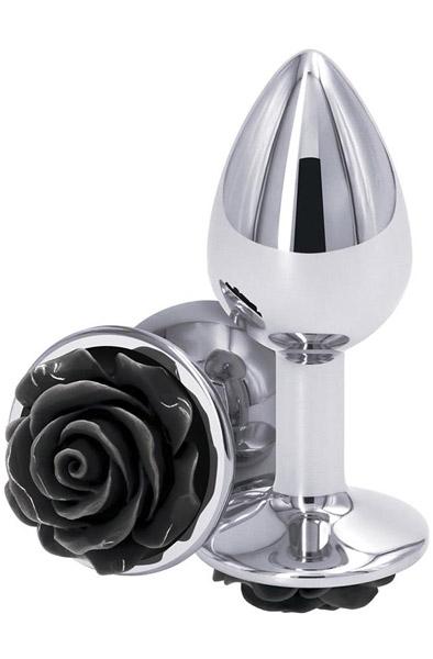 NS Novelties Rose Buttplug Small Black Analplugg metall