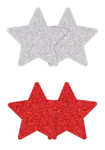 Star Nipple Covers Red/Silver 2 pair