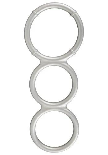 Metallic Silicone Triple Cock & Ball ring