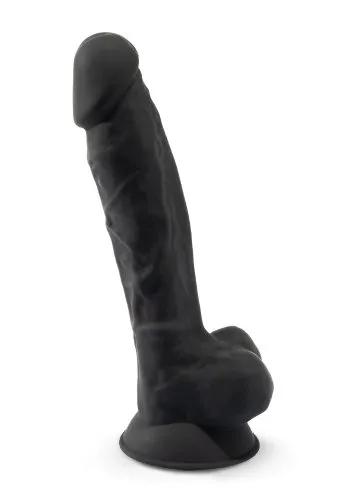 Dual Density Svart Dildo med pung 18 cm