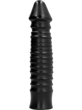 All Black Ribbed Dildo, 26 cm