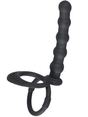 Black Velvets Cock & Ball Ring with Anal Beads