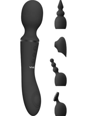 Vive Nami, Pulse-Wave Wand Vibrator with Clitoral Sleeves, svart