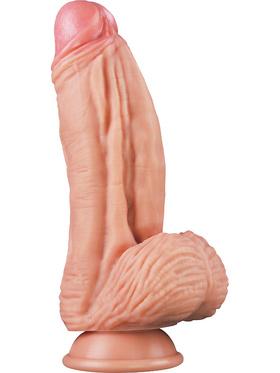 LoveToy Dual-Layered Silicone Cock, 25 cm, ljus