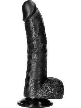 RealRock Curved Realistic Dildo with Balls, 20.5 cm, svart