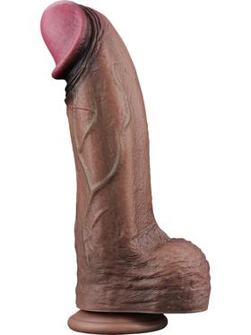 LoveToy Dual-Layered Silicone XXL Cock, 33 cm, mörk
