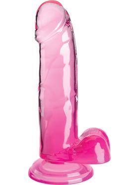 King Cock Clear Dildo with Balls, 20 cm, rosa