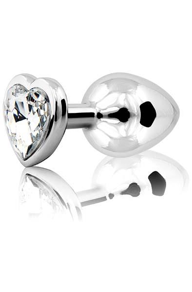Loving Heart Butt Plug Silver/Clear Medium