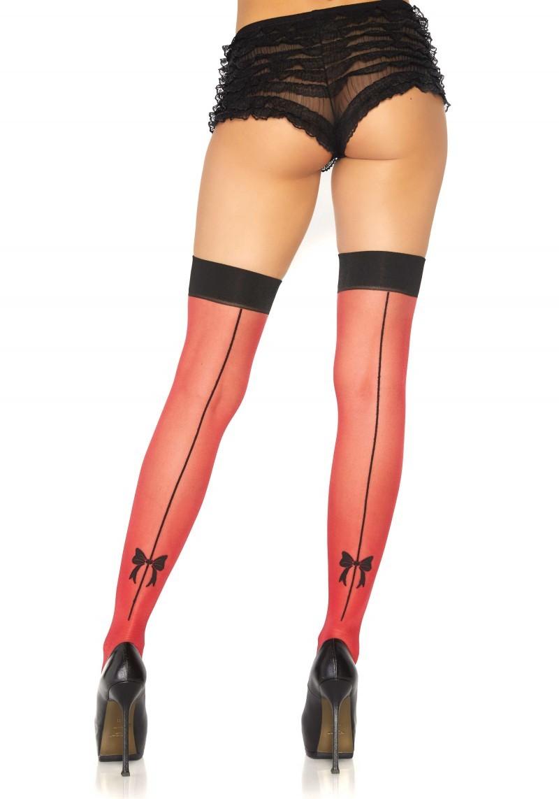 Backseam thigh highs with bow black