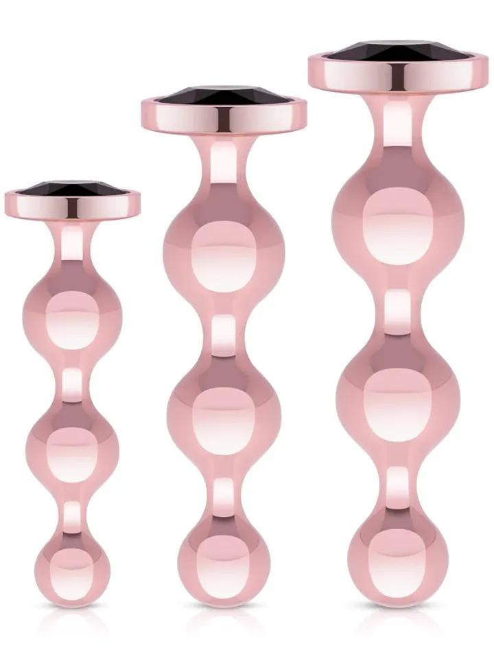 Rosy Gold Metal Butt Plug 3-pcs Set