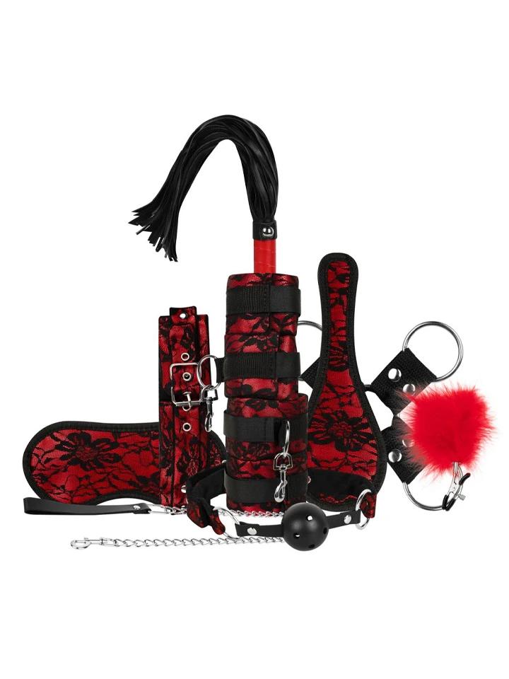 Lace &amp; Leather Look 9-pcs Bondage Set