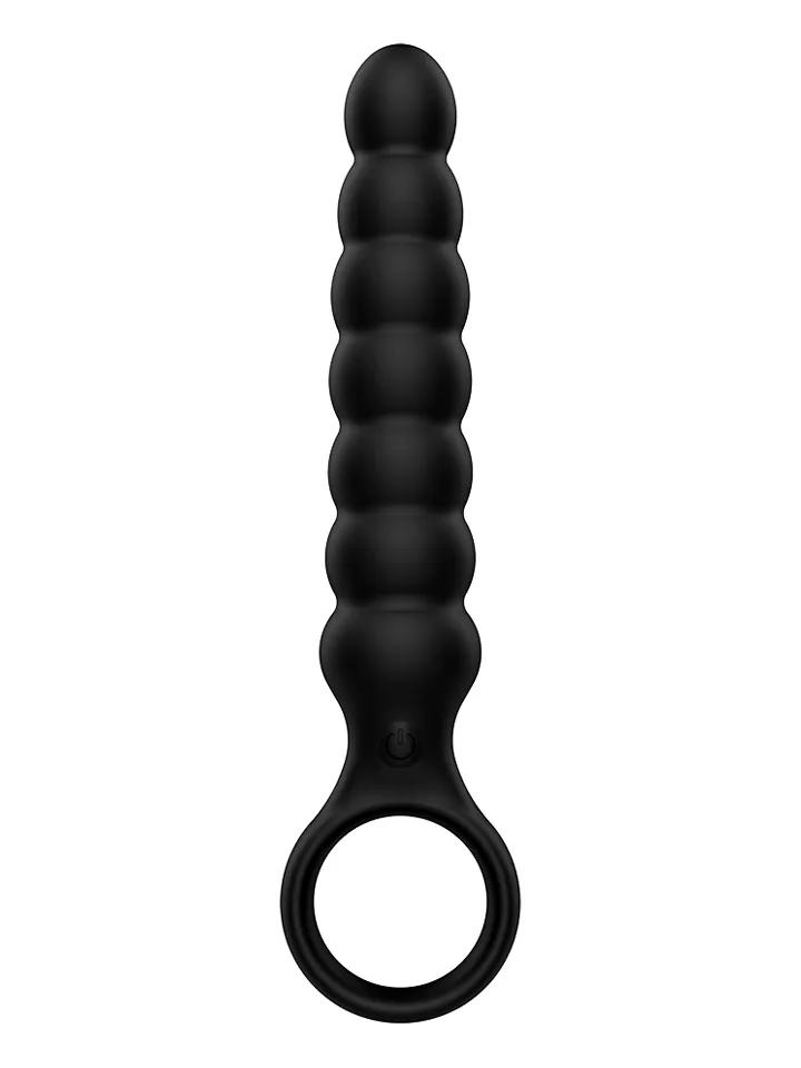 Ribbed Anal Plug With Vibrations Black