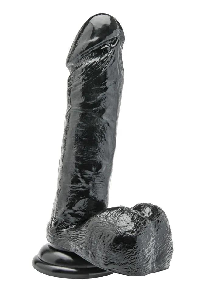 Get Real Dildo With Balls Black 18 cm