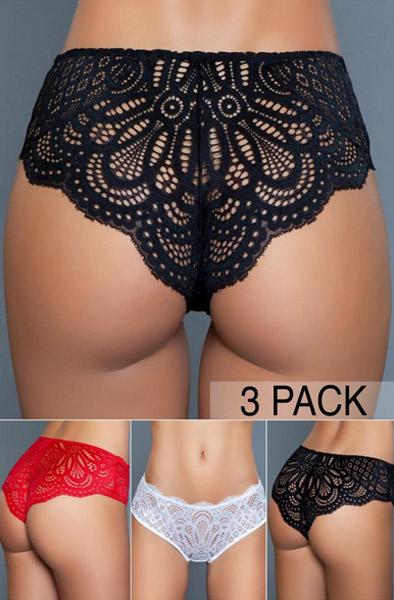 BeWicked Astrid 3-pack of Lace Panties S Trosor
