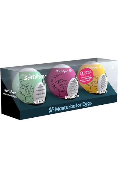 Masturbator Egg 3-pack Riffle, Bubble, Fierce Onaniägg