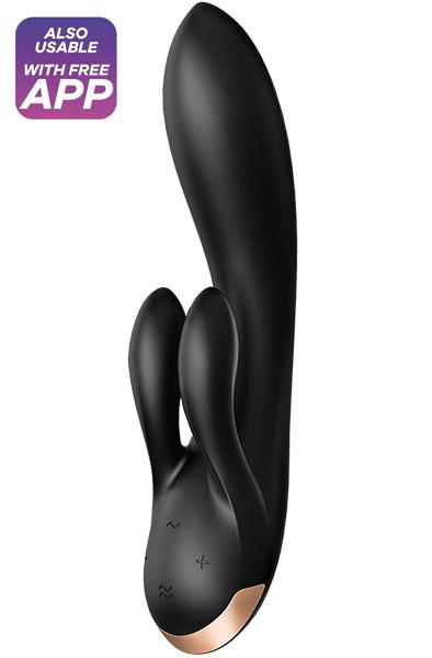 Satisfyer Double Flex Black Appstyrd rabbitvibrator