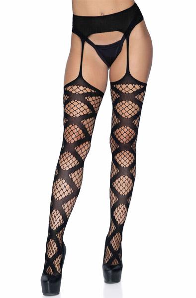 Net Garter Belt Stockings O/S Strumpbyxor
