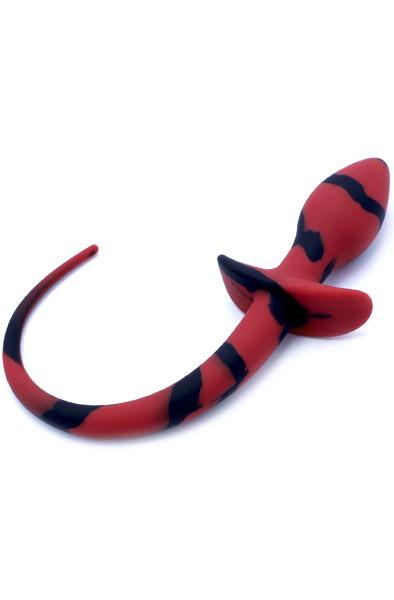 Kiotos Anal Plug Dog Tail Black/Red Analplugg med svans