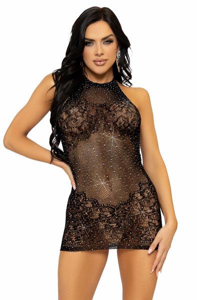 Rhinestone Halter Mini Dress Black O/S Klänningar & Kjolar