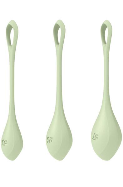Yoni Power 2 Balls Training Set Light Green Knipkulor & Geishakulor