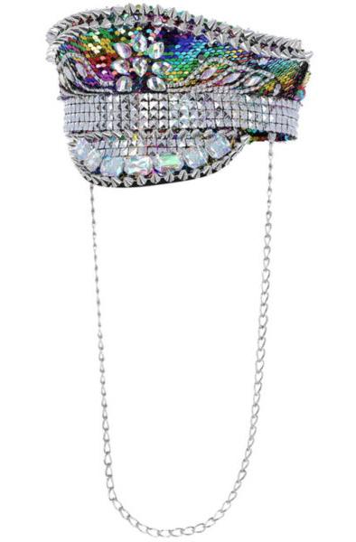 Fever Deluxe Sequin Studded Captains Hat Rainbow Rollspel & Maskerad