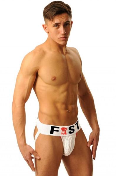 M&K Fist Logo Jock White S Jockstrap