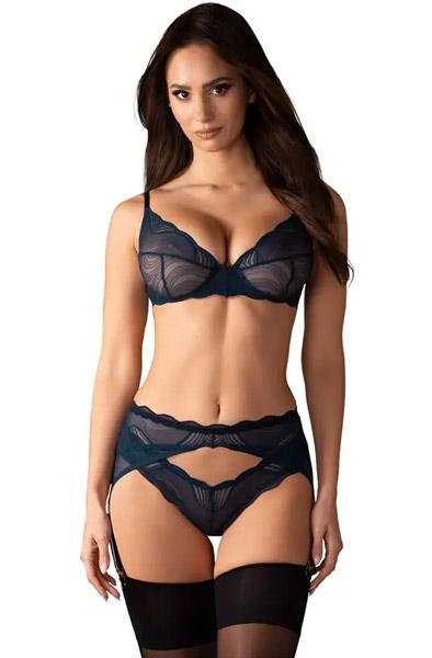 Obsessive Nightly Blue 3-pcs Set M/L Underklädesset