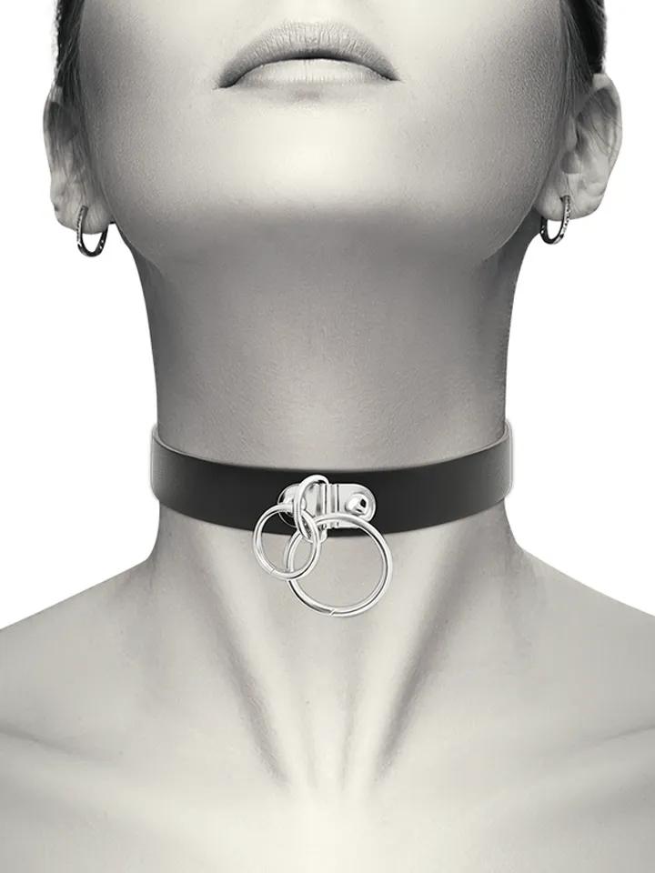 Hand Crafted Choker Vegan Leather Double Ring Choker