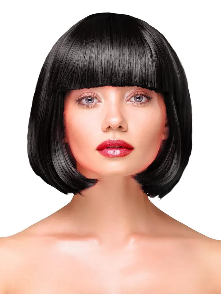 Party Wig Short Straight Black Hair Peruk