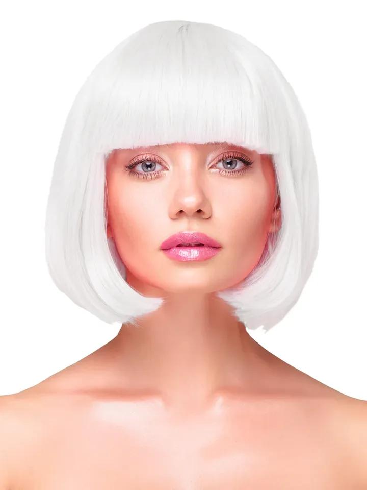 Party Wig Short Straight White Hair Peruk