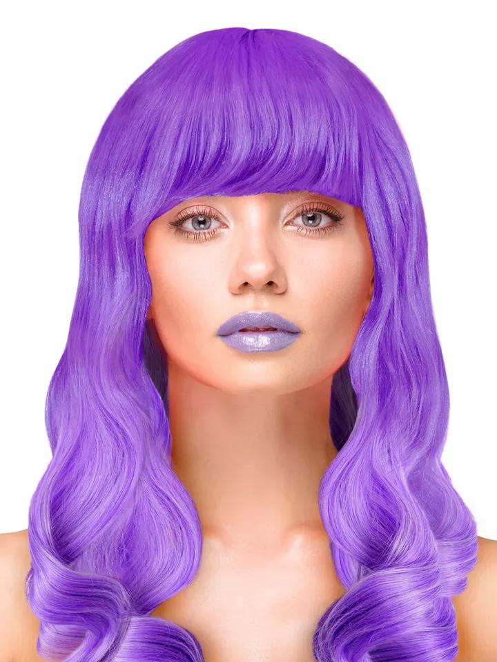 Party Wig Long Wavy Purple Hair Peruk