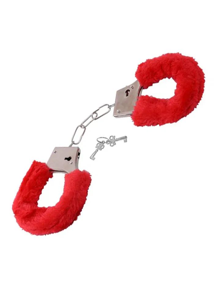 TOYZ4LOVERS Furry Handcuffs Red Handbojor med fluff