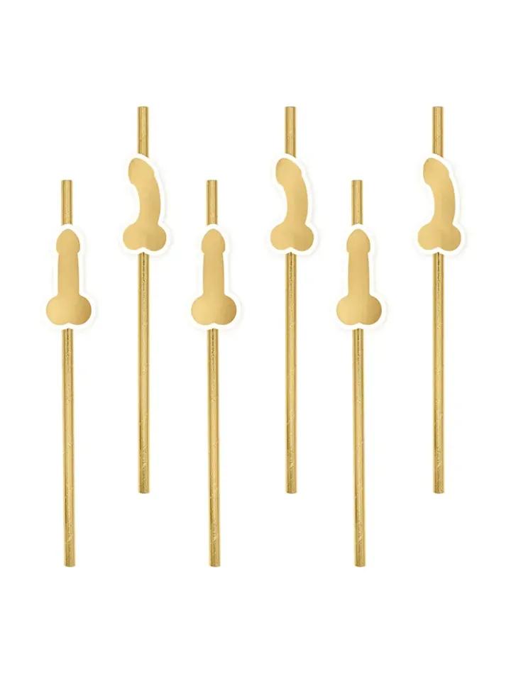 Gold Penis Party Straws 8-pack Sugrör