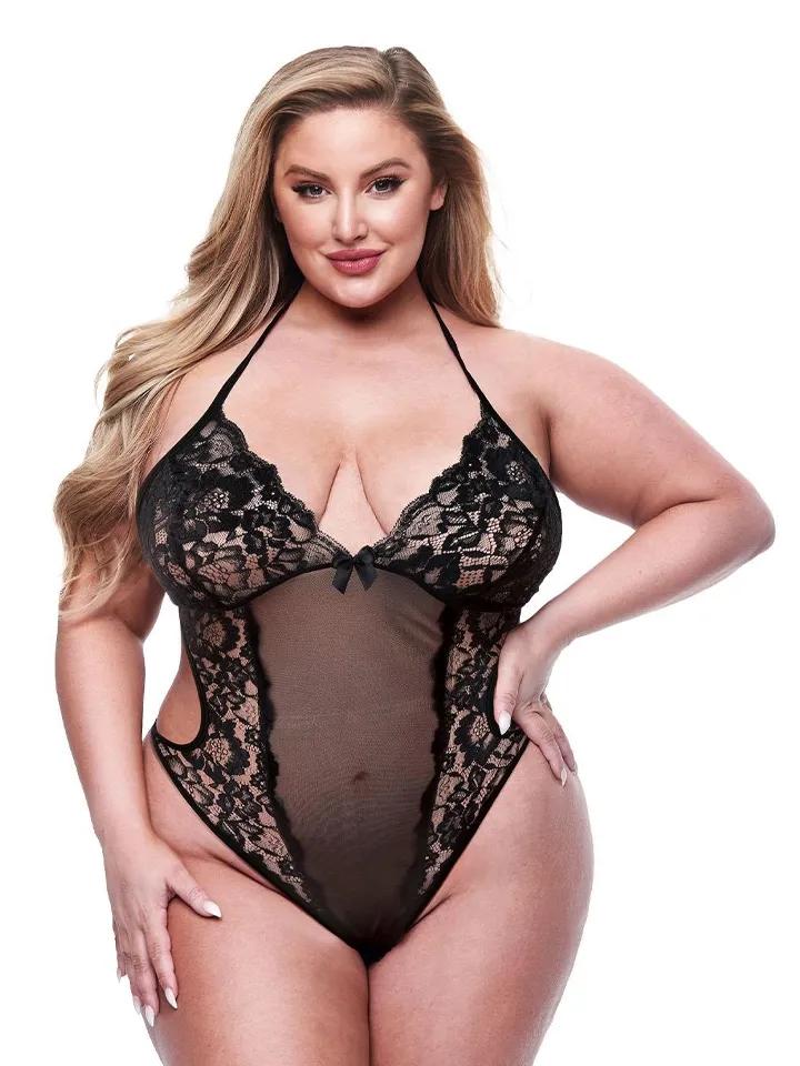 Eco Lace & Mesh Teddy Black Queen Size Teddy