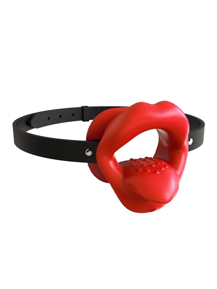 Vibrating Mouth Gag Silicone Lips & Tongue Gag